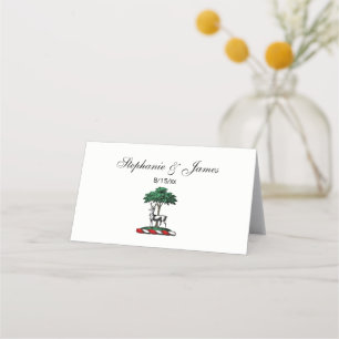 Deer Stag by Tree Heraldic Crest Emblem Place Card