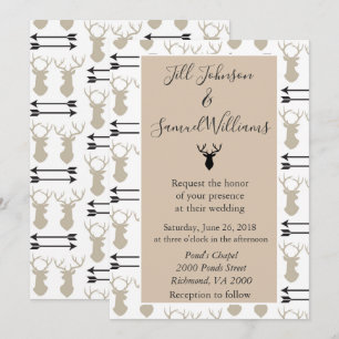 Deer Stag Head Rustic Wedding Invitation
