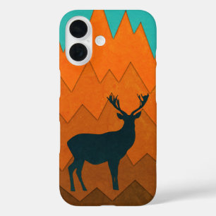 Deer Stag silhouette Autumn fall Colourful Abstrac iPhone 16 Case
