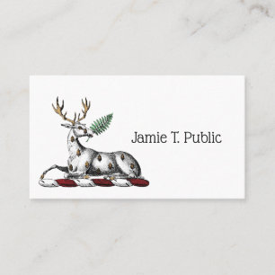 Deer Stag with Fern Heraldic Crest Emblem Business Card