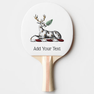 Deer Stag with Fern Heraldic Crest Emblem Ping Pong Paddle