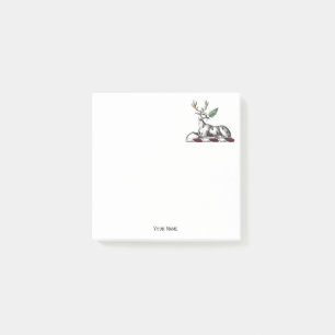 Deer Stag with Fern Heraldic Crest Emblem Post-it Notes