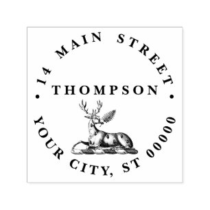 Deer Stag with Fern Heraldic Crest Emblem Self-inking Stamp