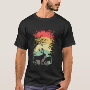 Deer Sunset Silhouette Wildlife Scene Campers Anim T-Shirt