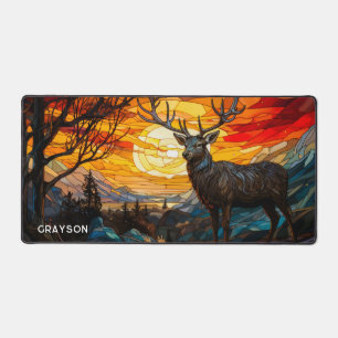 Deer Sunset Woodland Mountains Personalised Name Desk Mat