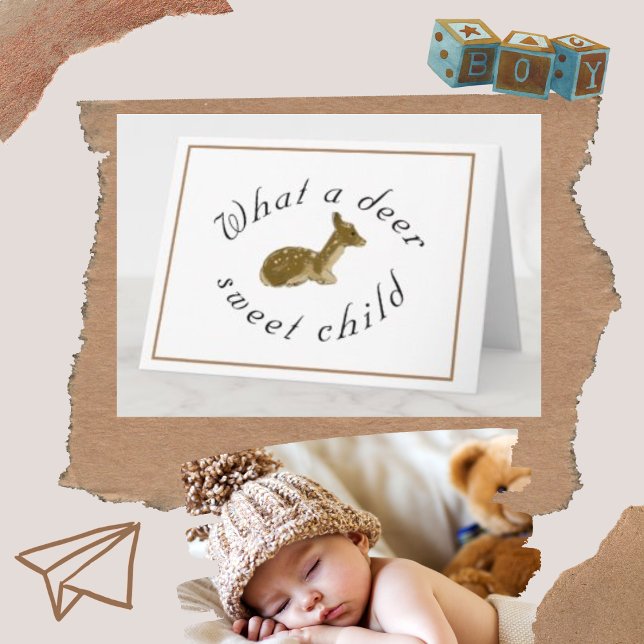 Deer Sweet Child Woodland Baby Shower Card (Creator Uploaded)