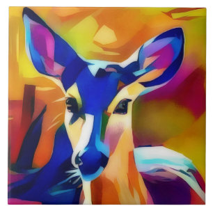 Deer Sweet Face Pop Art Style Tile Trivet