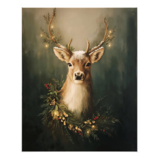 Deer Tartan Christmas Poster