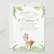 Deer Theme Baby Shower Invitation