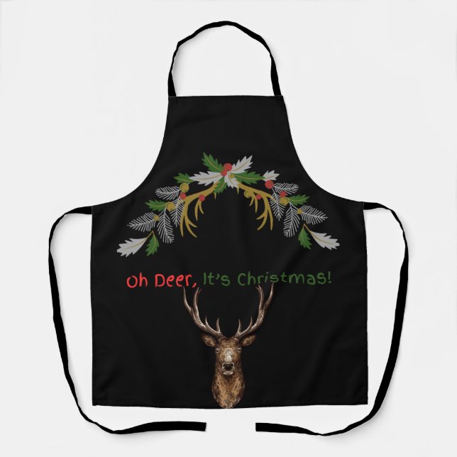Deer Themed Christmas Apron (Front)