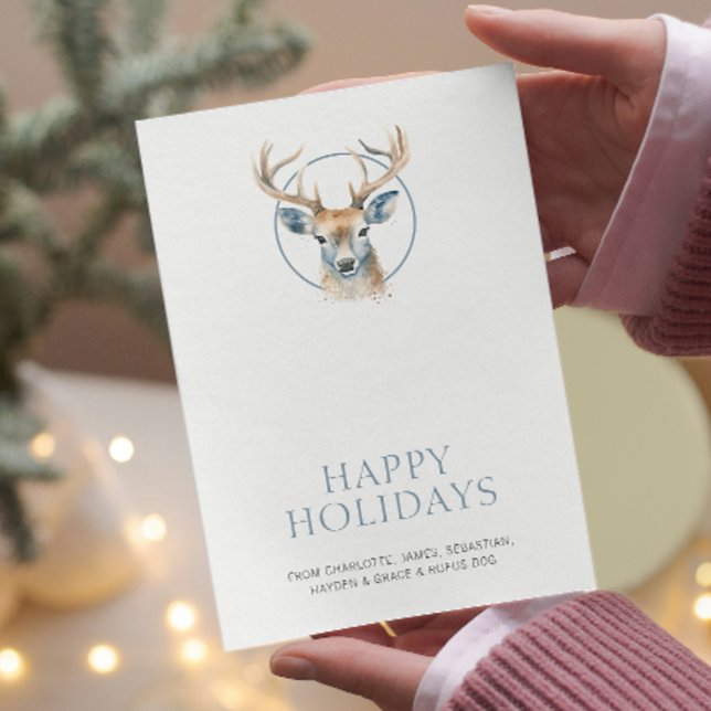 Deer Themed Christmas Personalised Holiday Card (Deer Themed Christmas Personalized Holiday Cards from Ricaso. Elegant, simple holiday greetings card)
