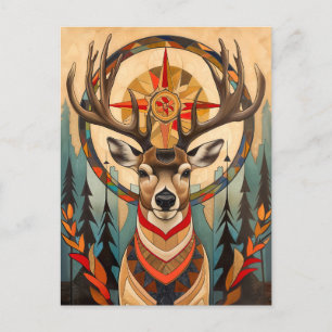 Deer Totem – Graceful Art Deco Spirit Postcard