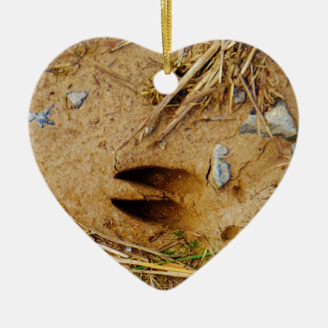 Deer Track Ceramic Tree Decoration (Front)