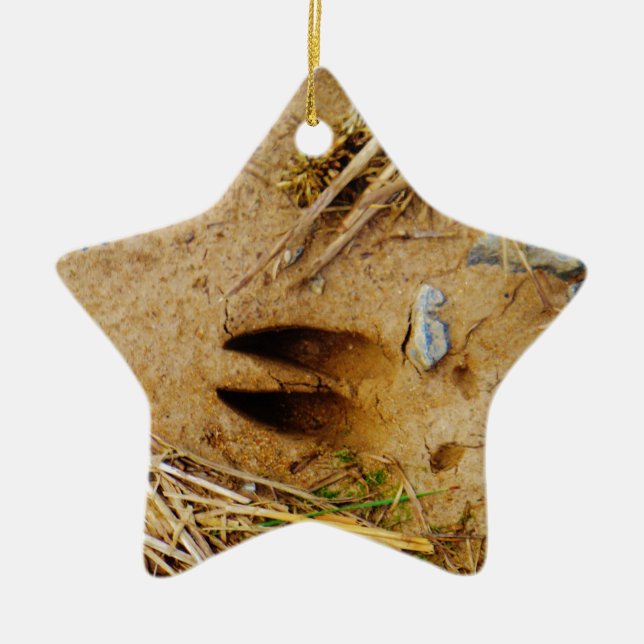 Deer Track Ceramic Tree Decoration (Front)
