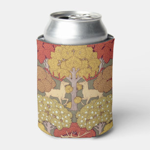 Deer &Tree Squirrel Bird Rowan Berries Art Nouveau Can Cooler