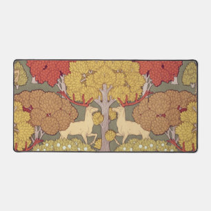 Deer &Tree Squirrel Bird Rowan Berries Art Nouveau Desk Mat