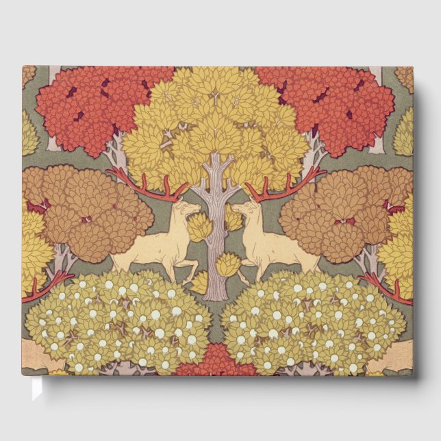 Deer &Tree,Squirrel,Bird,Rowan Berries Art Nouveau Guest Book (Front)