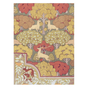 Deer &Tree Squirrel Bird Rowan Berries Art Nouveau Tablecloth
