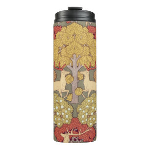 Deer &Tree Squirrel Bird Rowan Berries Art Nouveau Thermal Tumbler