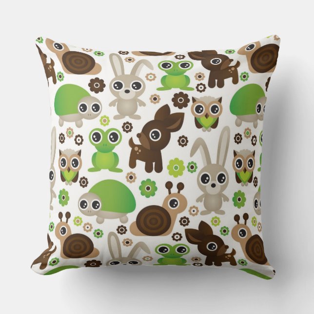 deer turtle bunny animal wallpaper cushion (Front)