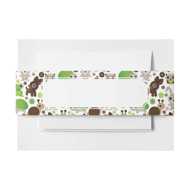 deer turtle bunny animal wallpaper invitation belly band (Front Example)