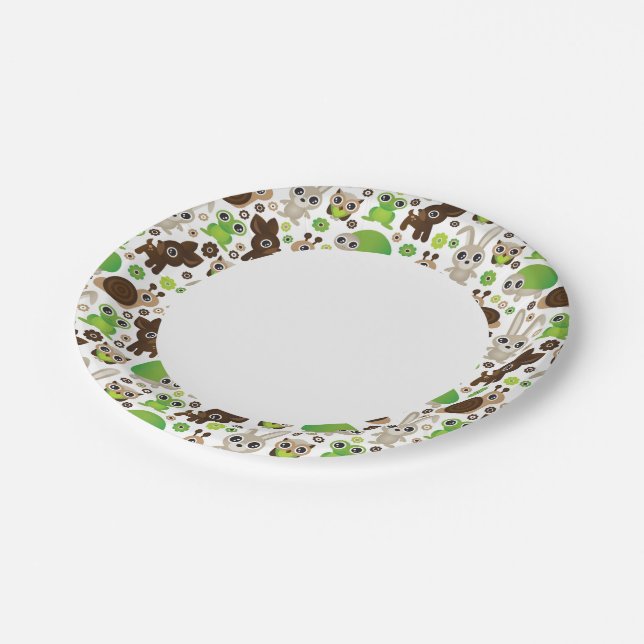 deer turtle bunny animal wallpaper paper plate (Angled)