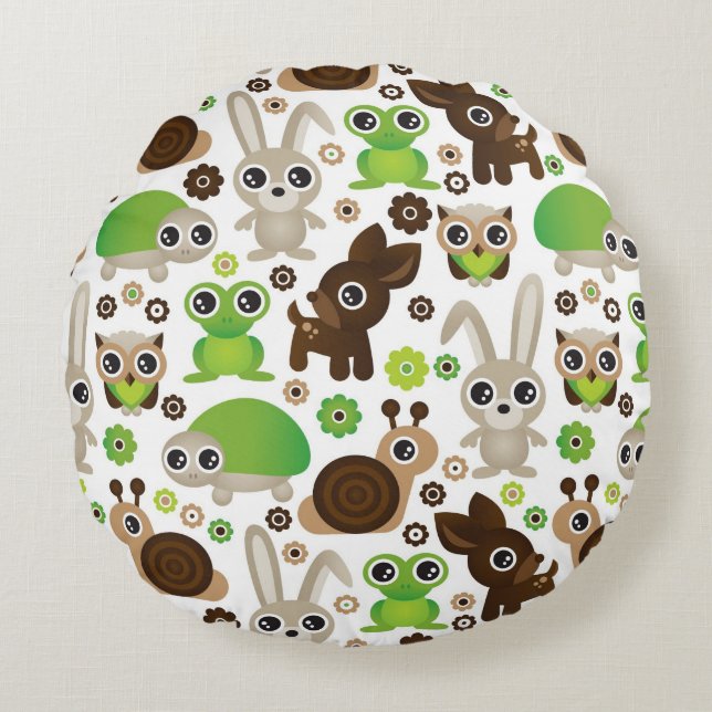 deer turtle bunny animal wallpaper round cushion (Front)