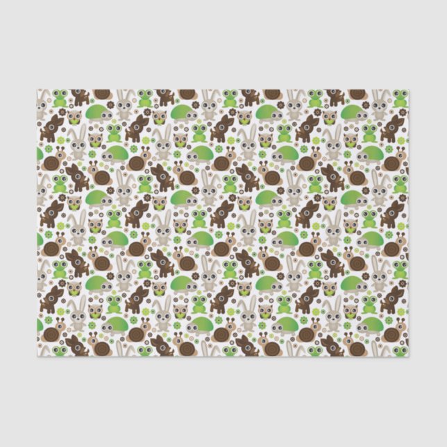 deer turtle bunny animal wallpaper tissue paper (Front)