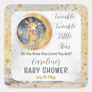 Deer Twinkle Twinkle Little Star Baby Shower Square Sticker