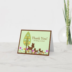 Deer Twins Baby Shower Thank You Note Card