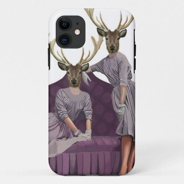 Deer Twins in Purple Dresses.jpg Case-Mate iPhone Case (Back)