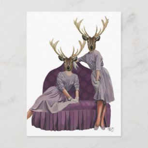 Deer Twins in Purple Dresses.jpg Postcard