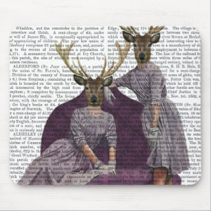 Deer Twins in Purple Mouse Mat