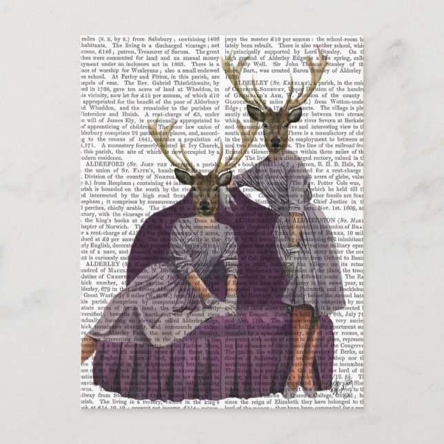 Deer Twins in Purple Postcard (Front)