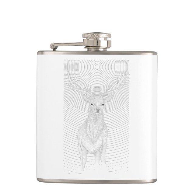 Deer under the night sky hip flask (Front)