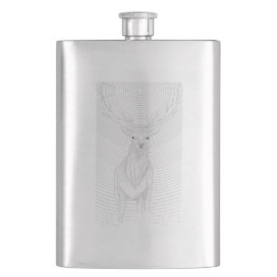 Deer under the night sky hip flask