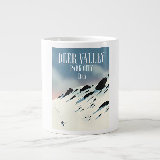 Deer Valley, park city, Utah, ski poster Large Coffee Mug (Front)