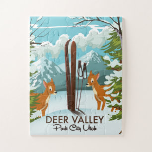 Deer Valley Park City Utah ski Travel poster Jigsaw Puzzle