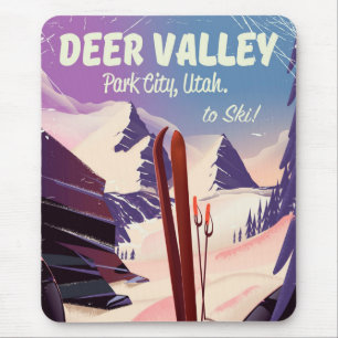 Deer Valley, Park City, Utah, Ski travel poster. Mouse Mat