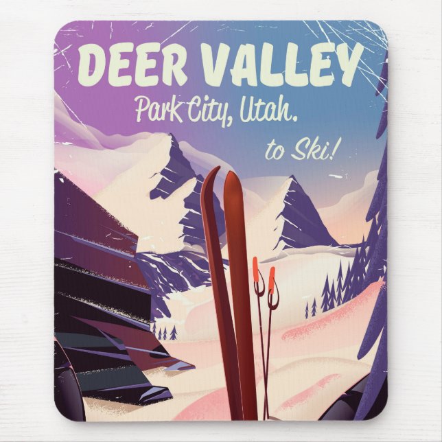 Deer Valley, Park City, Utah, Ski travel poster. Mouse Mat (Front)