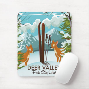 Deer Valley Park City Utah ski Travel poster Mouse Mat