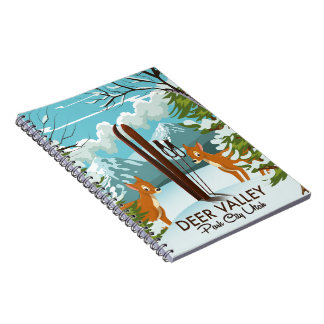 Deer Valley Park City Utah ski Travel poster Notebook