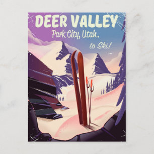 Deer Valley, Park City, Utah, Ski travel poster. Postcard