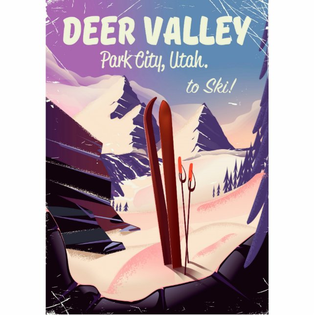 Deer Valley, Park City, Utah, Ski travel poster. Standing Photo Sculpture (Front)