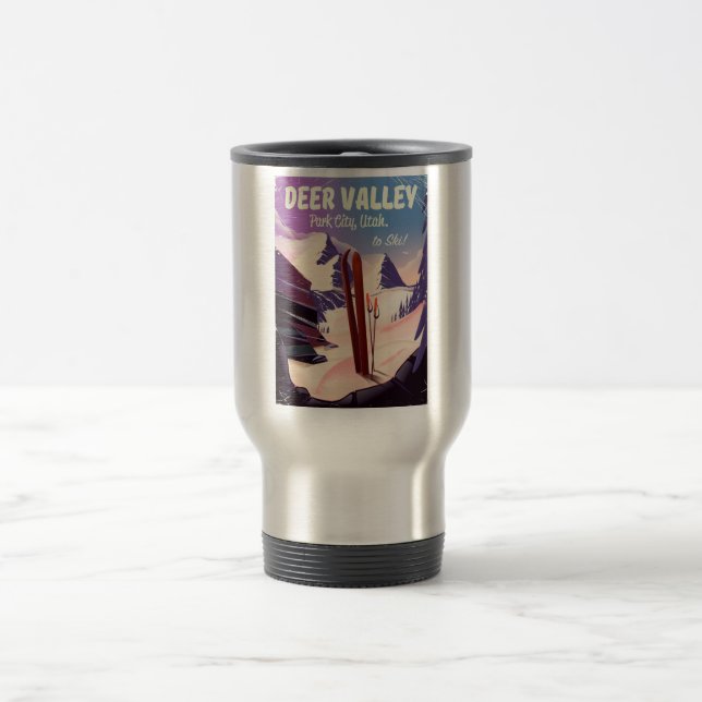 Deer Valley, Park City, Utah, Ski travel print. Travel Mug (Center)