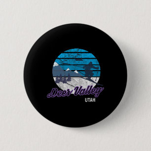 Deer Valley Park City Utah Usa Skiing Snowboarding 6 Cm Round Badge