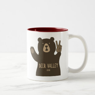 Deer Valley Utah Peace Bear Two-Tone Coffee Mug