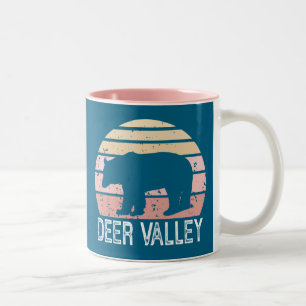 Deer Valley Utah Retro Bear Two-Tone Coffee Mug