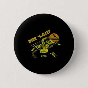 Deer Valley Utah Retro Skiing Tee 6 Cm Round Badge
