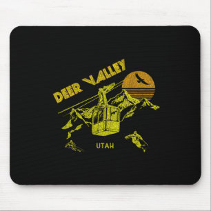 Deer Valley Utah Retro Skiing Tee Mouse Mat